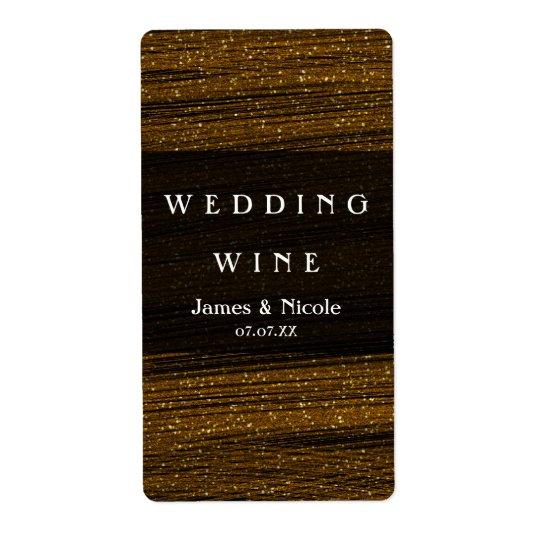 Gold Glitter & Black Sparkle Elegant Wine Labels