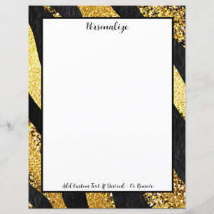 Gold Glitter Black Stripe Design Personalised