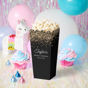 Gold Glitter Black Sweet Sixteen Favour Box