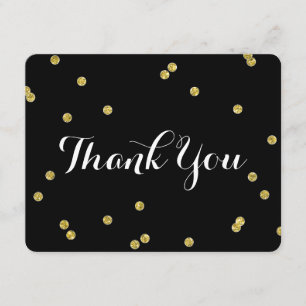 Gold Glitter Black Thank You Cards