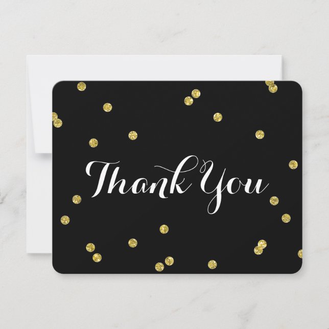 Gold Glitter Black | Thank You Cards (Front)