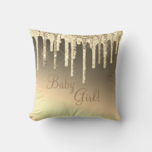 Gold Glitter Bling Girl Sparkle Glam Chic Name Cushion