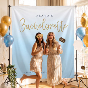 Gold Glitter Blue Bachelorette Party Photo Booth Tapestry