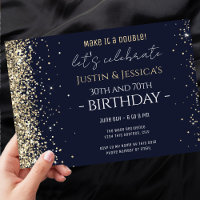 Gold Glitter Blue Double Birthday Party 