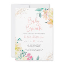 Gold Glitter Blush Pink Floral Baby Shower Brunch