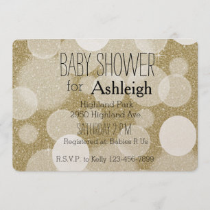 Gold Glitter Bokeh baby shower Invitation