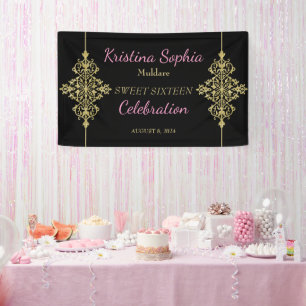 Gold Glitter Border Party Banner