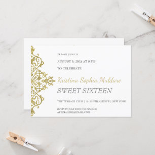 Gold Glitter Border Party Invitation