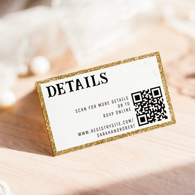 Gold Glitter Border QR Code Wedding Details Enclosure Card (Gold Glitter Border QR Code Wedding Details Enclosure Card
)