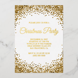 Gold Glitter Border White Christmas Party