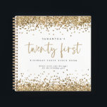 Gold Glitter Borders 21st Birthday Guest Book<br><div class="desc">Gold Glitter Borders 21st Birthday Party Guest Book The main header is in a set stylish script and the rest of the text you can easily personalise.</div>