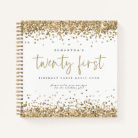 Gold Glitter Borders 21st Birthday Guest Book