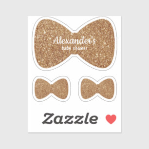 Gold Glitter Boy Bow Tie Baby Shower Custom Name