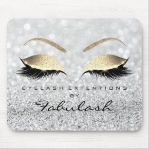 Gold Glitter Branding Beauty Lashes Silver Grey Mouse Pad