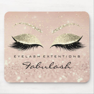 Gold Glitter Branding Beauty Skinny Lashes Pink Mouse Pad