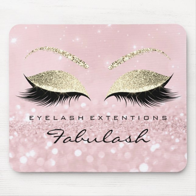 Gold Glitter Branding Beauty Studio Lashes Pink Mouse Pad (Front)