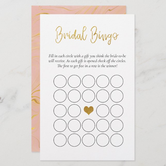 Gold Glitter Bridal Bingo Bridal Shower game (Front/Back)