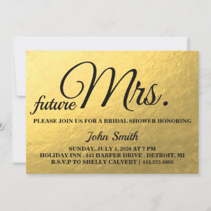 Gold Glitter Bridal Shower future Mrs. Invitation
