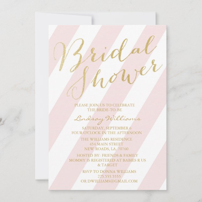 Gold Glitter Bridal Shower Invitations (Front)