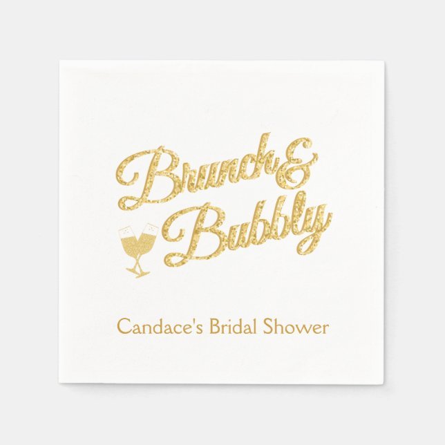 Gold Glitter Bridal Shower  Napkins (Front)