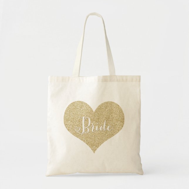 Gold Glitter Bride Tote Bag (Front)