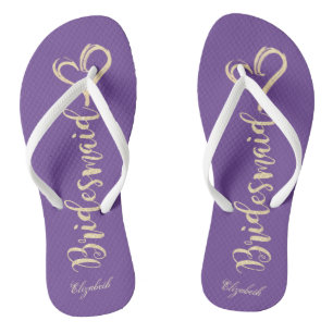Gold Glitter Bridesmaid,Hearts Viole -Personalised Thongs