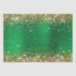 Gold Glitter Bright Green Ombre Foil Tissue Paper<br><div class="desc">Glam style tissue paper for the holidays or other special event.
The edges feature faux golden glitter and sparkles. 
The background is a bright holiday green ombre foil digital art.
These artistic designs print like a photo on your gift wrapping supplies.</div>
