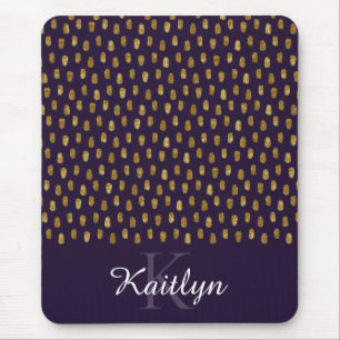Gold Glitter Brush Strokes on Purple Mouse Pad