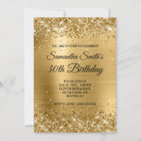 Gold Glitter Brushed Foil Monogram 30th Birthday