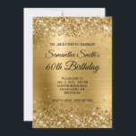 Gold Glitter Brushed Foil Monogram 60th Birthday Invitation<br><div class="desc">A glamourous monogrammed 60th birthday invitation for her. Faux shiny gold glitter with sparkles against a coordinating faux brushed metal foil graphic image. The fancy black and white calligraphy monogram in the centre can be customised. All the sparkly and shiny elements in this modern girly design are digital graphics. Faux...</div>