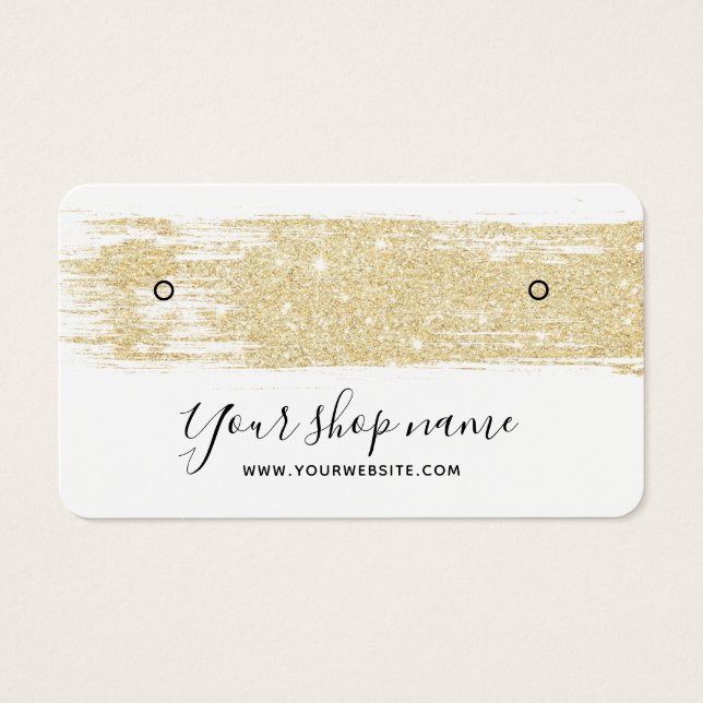 Gold glitter brushstroke stud earring display (Front)