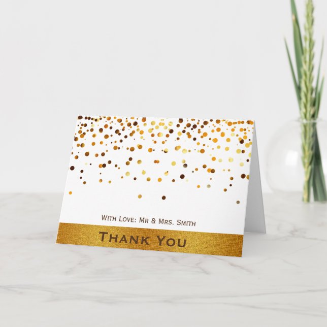 Gold Glitter Budge Confetti Sparkles Thank You (Front)