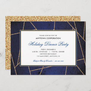 Gold Glitter   Business Holiday Dinner Party Invitation