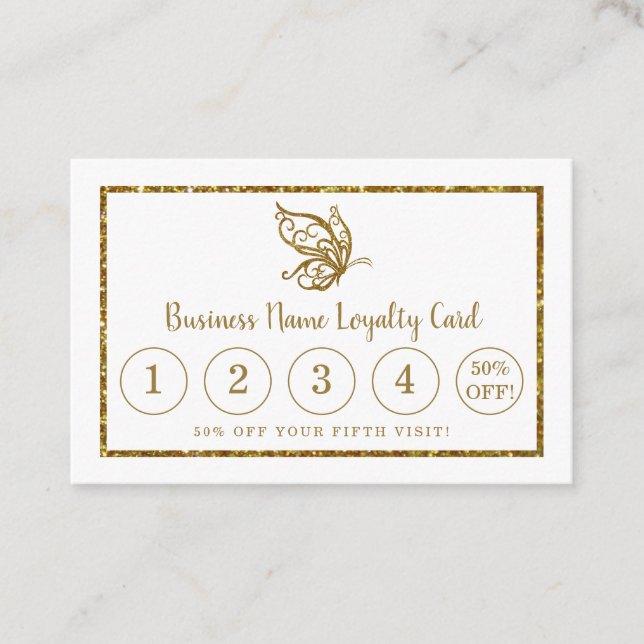 Gold Glitter Butterfly - Loyalty Card (Front)