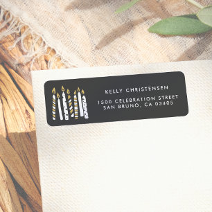 Gold Glitter Candles Birthday Return Address Label
