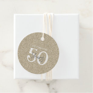 Gold Glitter Celebrating 50 Years Elegant Chic Fav Favour Tags