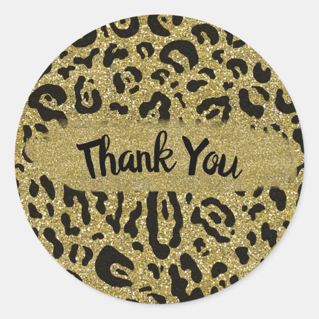 Gold Glitter Cheetah Leopard Animal Print Party  Classic Round Sticker (Front)