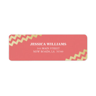 Gold Glitter Chevron Labels   Coral