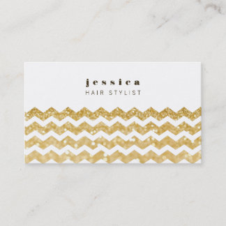Gold Glitter Chevron Mod Hair Stylist Card