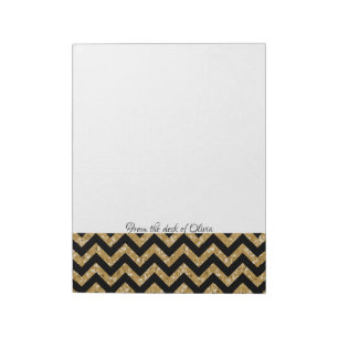 Gold Glitter Chevron Notepad