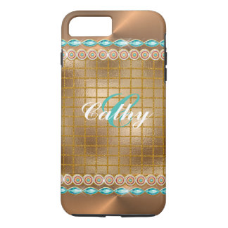 Gold Glitter Chevron with rhinestones iPhone 8 Plus/7 Plus Case