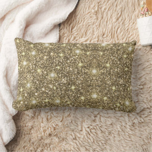 Gold Glitter Chic Glam Lumbar Cushion