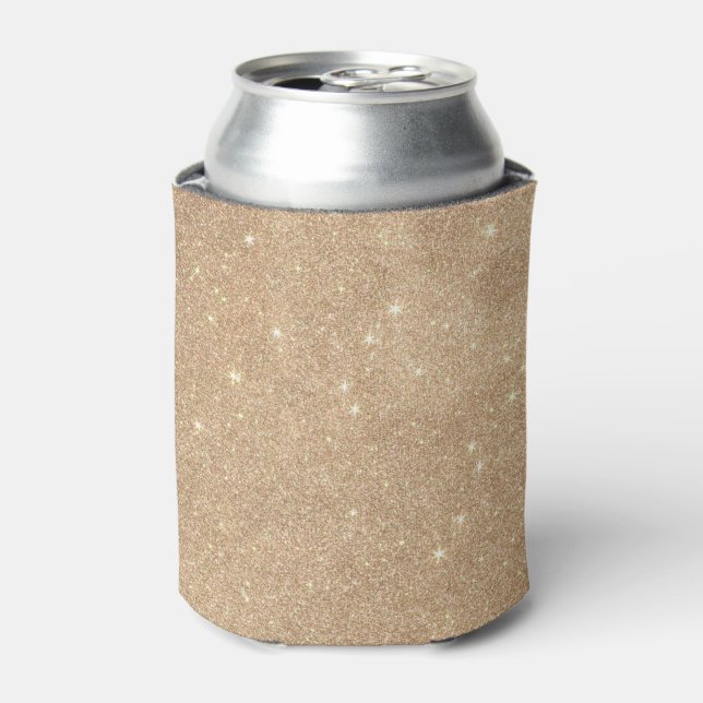 Gold Glitter Chic Glamourous Sparkles Can Cooler (Can Front)