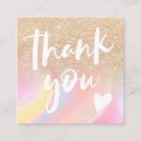 Gold glitter chic rainbow marble pastel thank you