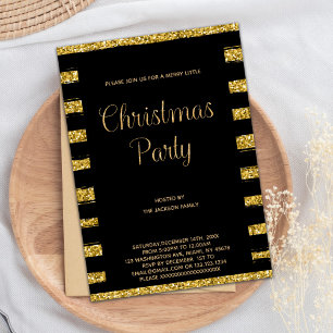 Gold Glitter Christmas Invitations