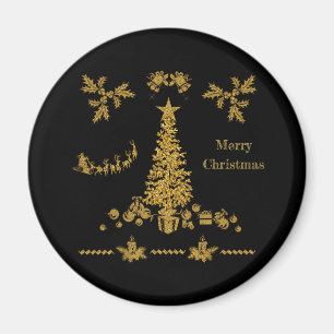 Gold Glitter Christmas, Merry Christmas Magnet