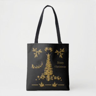 Gold Glitter Christmas, Merry Christmas Tote Bag
