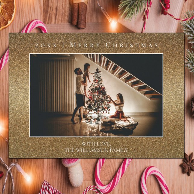 Gold Glitter Christmas Photo Card (Gold Glitter Christmas Photo Card)