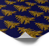 Gold glitter Christmas tree on blue background