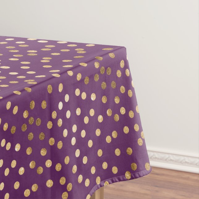 Gold Glitter City Dots on Deep Purple Tablecloth (In Situ)